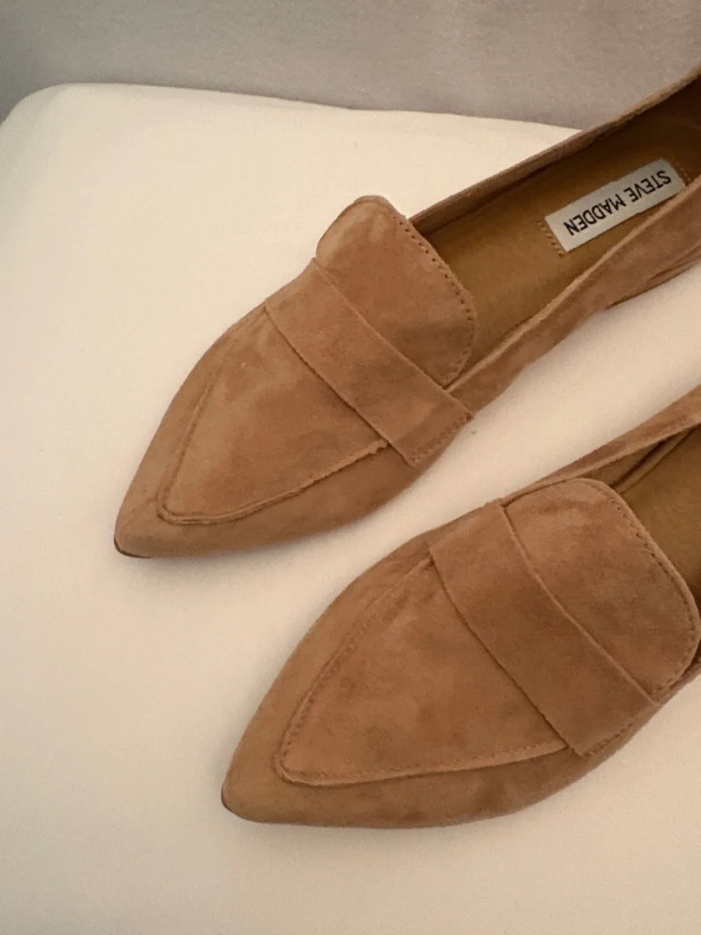 Steve Madden Tan Suede Pointed Loafers